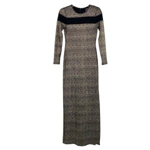 Shoshanna Midnight Sparkly Gold and Black Bodycon Maxi Dress Gown